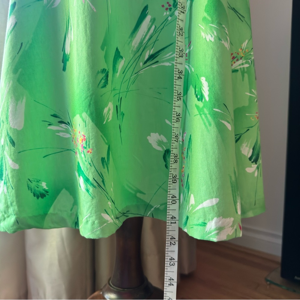 Vintage Deweese Design Green Floral Dress 7/8 - Picture 6 of 11